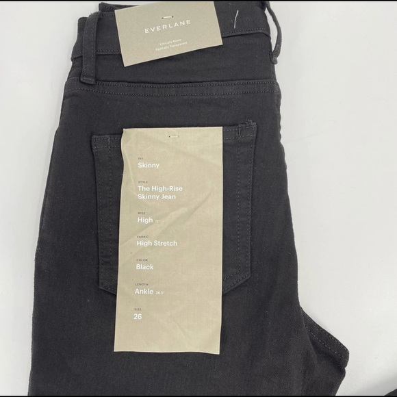 Everlane NWT Black The Authentic Stretch High Rise Skinny Cropped Jeans Size 26 - Picture 4 of 5